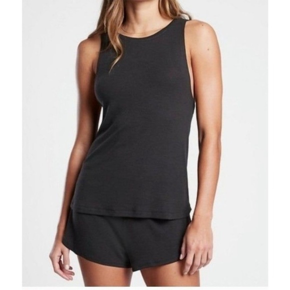 Athleta-2X-Black-Well rested rib sleep tank top. lightweight, stretchy. - Picture 1 of 10